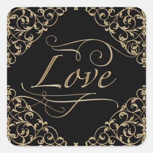 Art Deco Nouveau Lace Damask Golden Vierkante Sticker (Voorkant)