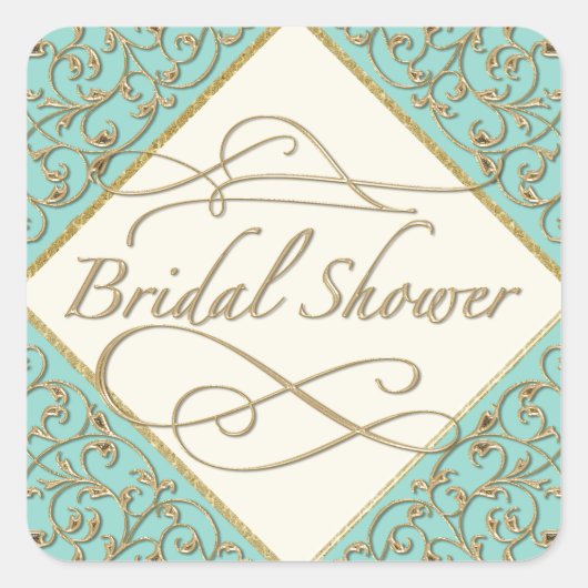 Art Deco Nouveau Lace Damask Golden Vierkante Sticker (Voorkant)