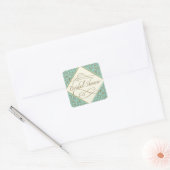 Art Deco Nouveau Lace Damask Golden Vierkante Sticker (Envelop)