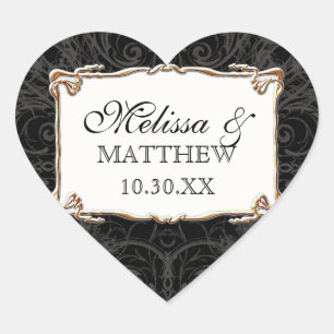 Art Deco Nouveau Lace in Gold Kijk op maat Hart Sticker