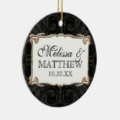 Art Deco Nouveau Lace in Gold Kijk op maat Keramisch Ornament (Rechts)