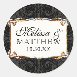 Art Deco Nouveau Lace in Gold Kijk op maat Ronde Sticker