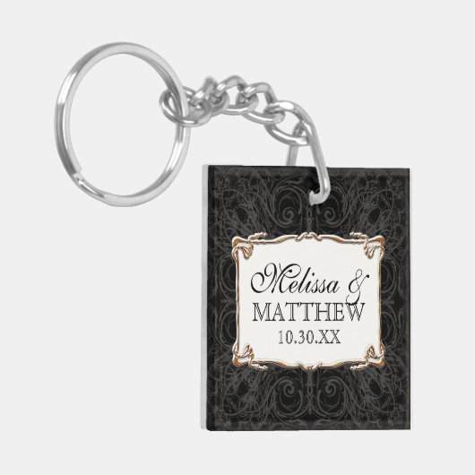 Art Deco Nouveau Lace in Gold Kijk op maat Sleutelhanger (Voorkant Links)