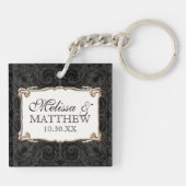 Art Deco Nouveau Lace in Gold Kijk op maat Sleutelhanger (Achterkant)