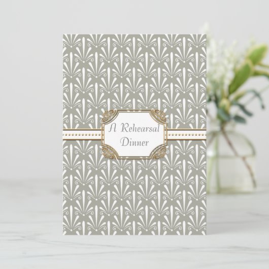 Art Deco Nouveau Modern Fan Shell Pattern Kaart (Staand voorkant)