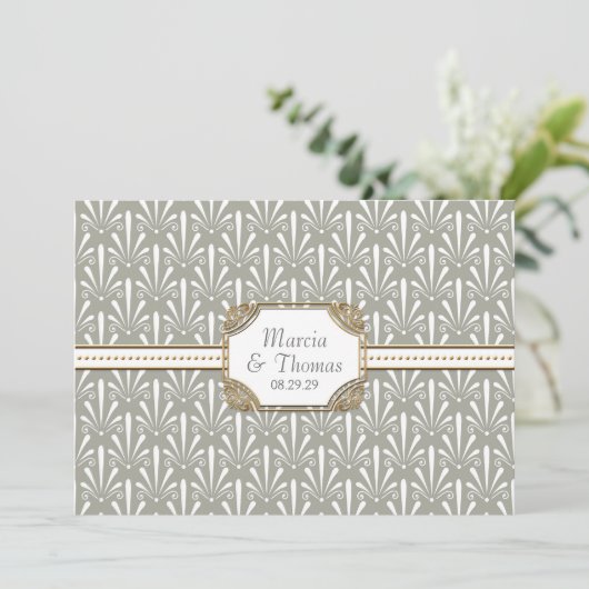 Art Deco Nouveau Modern Fan Shell Pattern Kaart (Staand voorkant)