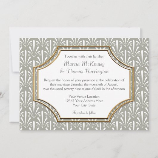 Art Deco Nouveau Modern Fan Shell Pattern Kaart (Achterkant)