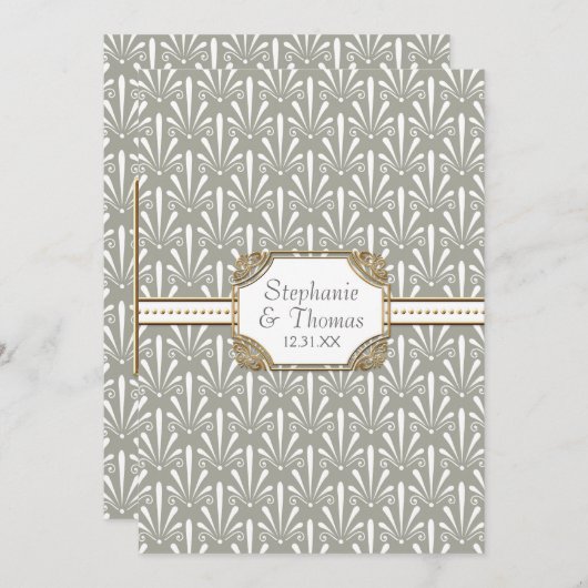 Art Deco Nouveau Modern Fan Shell Pattern Menu (Voorkant / Achterkant)