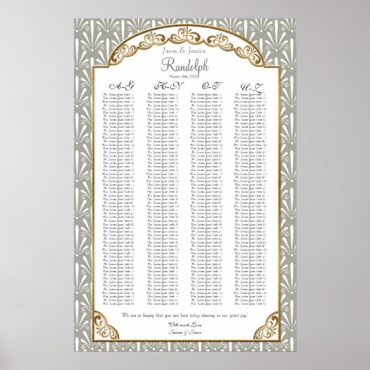 Art Deco Nouveau Modern Fan Shell Pattern Poster (Voorkant)