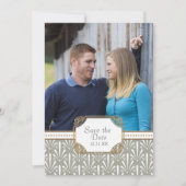 Art Deco Nouveau Modern Fan Shell Pattern Save The Date (Voorkant)