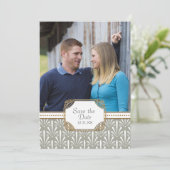 Art Deco Nouveau Modern Fan Shell Pattern Save The Date (Staand voorkant)