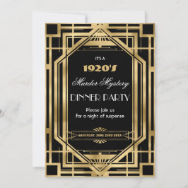 Art Deco Nouveau Murder Mystery Party Goud Zwart Kaart