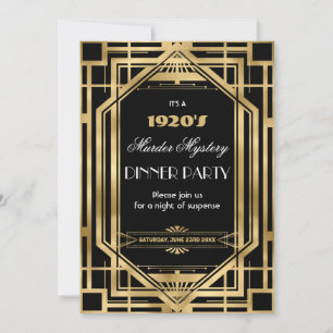 Art Deco Nouveau Murder Mystery Party Goud Zwart Kaart