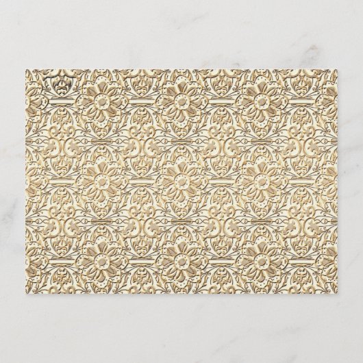 Art Deco Nouveau Nepgoud Bloemendamask Kanten Informatiekaartje (Achterkant)