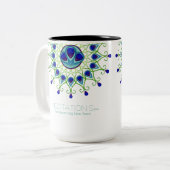 Art Deco Nouveau Peacock Feather Moderne Business Tweekleurige Koffiemok (Voorkant links)