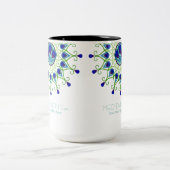 Art Deco Nouveau Peacock Feather Moderne Business Tweekleurige Koffiemok (Center)