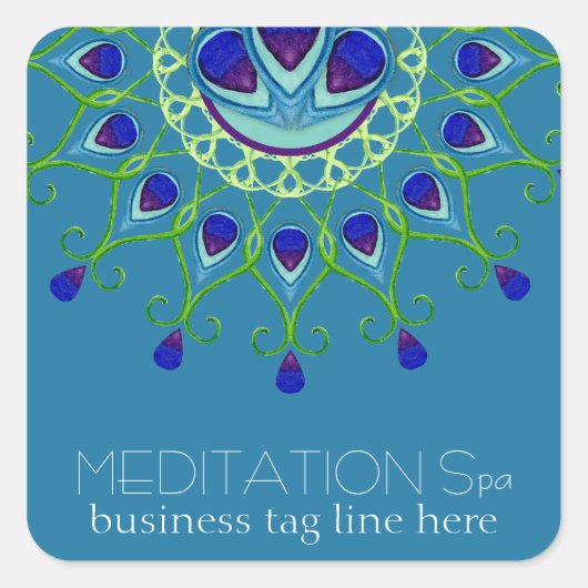 Art Deco Nouveau Peacock Feather Moderne Business Vierkante Sticker (Voorkant)