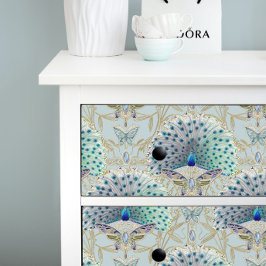 Art Deco Nouveau Peacock Vlinder Blauw Decoupage Tissuepapier