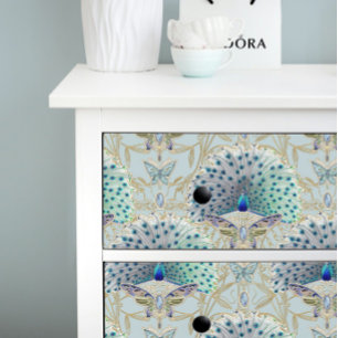 Art Deco Nouveau Peacock Vlinder Blauw Decoupage Tissuepapier