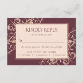 Art Deco Nouveau | Roos van Bourgogne goudversieri RSVP Kaartje (Voorkant)