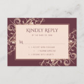 Art Deco Nouveau | Roos van Bourgogne goudversieri RSVP Kaartje (Voorkant)