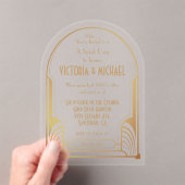 Art Deco Nouveau Speak Easy Party Gold & Black Acryl Uitnodigingen (Insitu (Draagbaar))