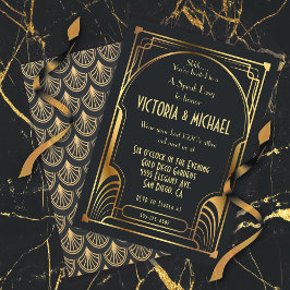Art Deco Nouveau Speak Easy Party Gold & Black Kaart