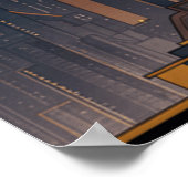 Art Deco Nouveau Stijl Cityscape Poster (Hoek)