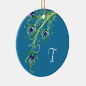 Art Deco Nouveau Style Peacock Feathers Swirl Keramisch Ornament (Rechts)