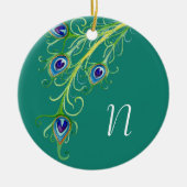 Art Deco Nouveau Style Peacock Feathers Swirl Keramisch Ornament (Voorkant)