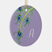 Art Deco Nouveau Style Peacock Feathers Swirl Keramisch Ornament (Rechts)