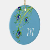 Art Deco Nouveau Style Peacock Feathers Swirl Keramisch Ornament (Rechts)