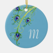 Art Deco Nouveau Style Peacock Feathers Swirl Keramisch Ornament (Voorkant)