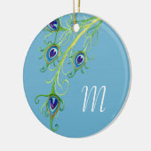 Art Deco Nouveau Style Peacock Feathers Swirl Keramisch Ornament (Links)