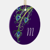 Art Deco Nouveau Style Peacock Feathers Swirl Keramisch Ornament (Rechts)