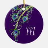 Art Deco Nouveau Style Peacock Feathers Swirl Keramisch Ornament (Voorkant)