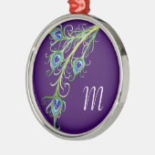 Art Deco Nouveau Style Peacock Feathers Swirl Metalen Ornament (Links)