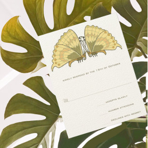 Art Deco Nouveau Vlinder RSVP-kaart RSVP Kaartje