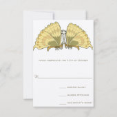 Art Deco Nouveau Vlinderrespons RSVP-kaart RSVP Kaartje (Voorkant)