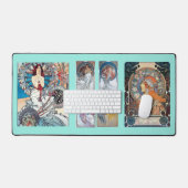art deco nouveau vrouwen Mucha bureaumat (Keyboard & Muis)