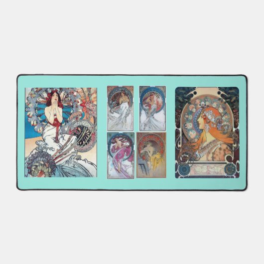 art deco nouveau vrouwen Mucha bureaumat (Voorkant)