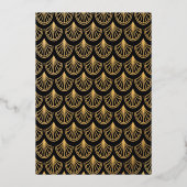 Art Deco Nouveau Wedding Gold & Black Wedding Folie Uitnodiging (Achterkant)