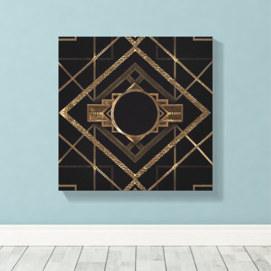 Art deco, nouveau, , zwart, goud, chic, elegant, canvas afdruk (Insitu (Houten vloer))