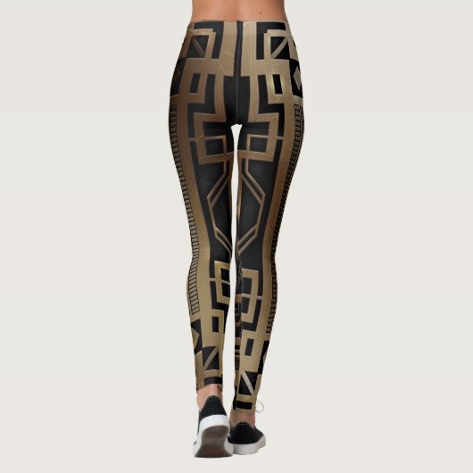 Art deco, nouveau, , zwart, goud, chic, elegant, leggings (Achterkant)