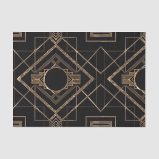 Art deco, nouveau, , zwart, goud, chic, elegant, tissuepapier (Voorkant)