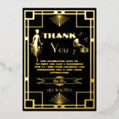 Art Deco Nouveu Gatsby Roaring Twenties Bedankt Folie Uitnodiging (Voorkant)