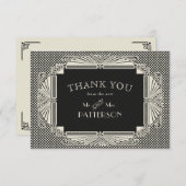 Art Deco Noveau Wedding Black Cream Bedankkaart (Voorkant / Achterkant)