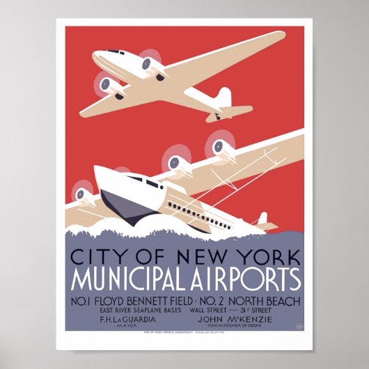 Art Deco NYC gemeentelijke luchthaven WPA Poster (Voorkant)