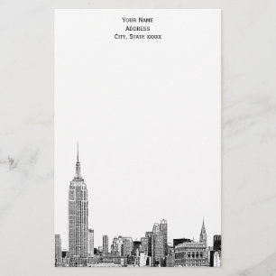 Art Deco NYC skyline geëtst 01 briefpapier