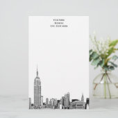 Art Deco NYC skyline geëtst 01 briefpapier (Staand voorkant)